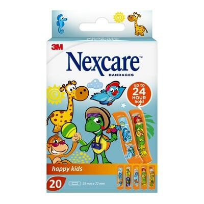 Plåster Nexcare Happy Kids Soft 19 x 72mm / 20