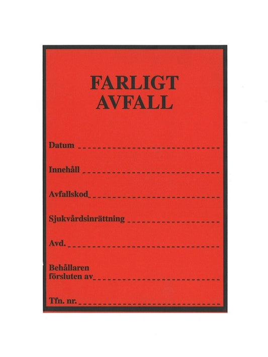 Etikett Farligt avfall 105 x 150mm / 100