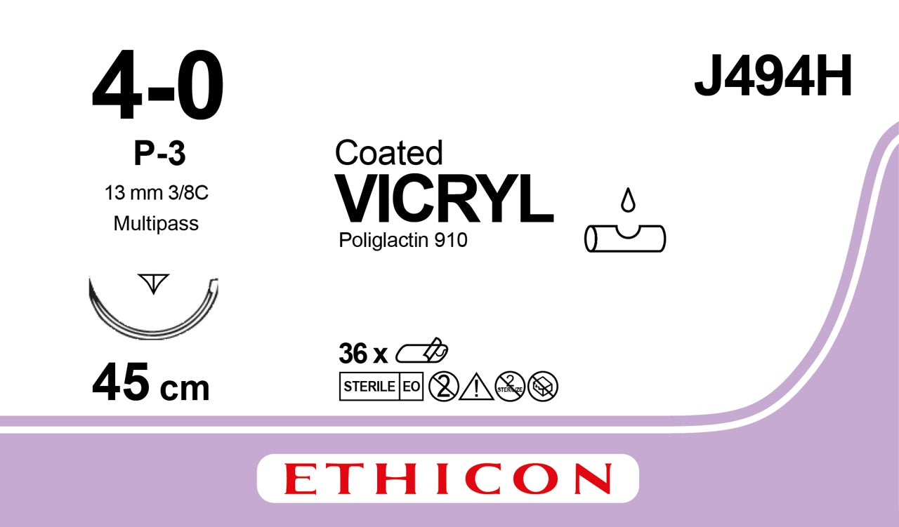 Vicryl Sutur 4-0 P-3 45cm Ofärgad / 36