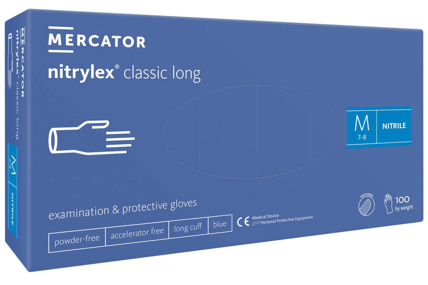 Nitrilhandske Mercator Nitrylex Classic Long Blå M / 100