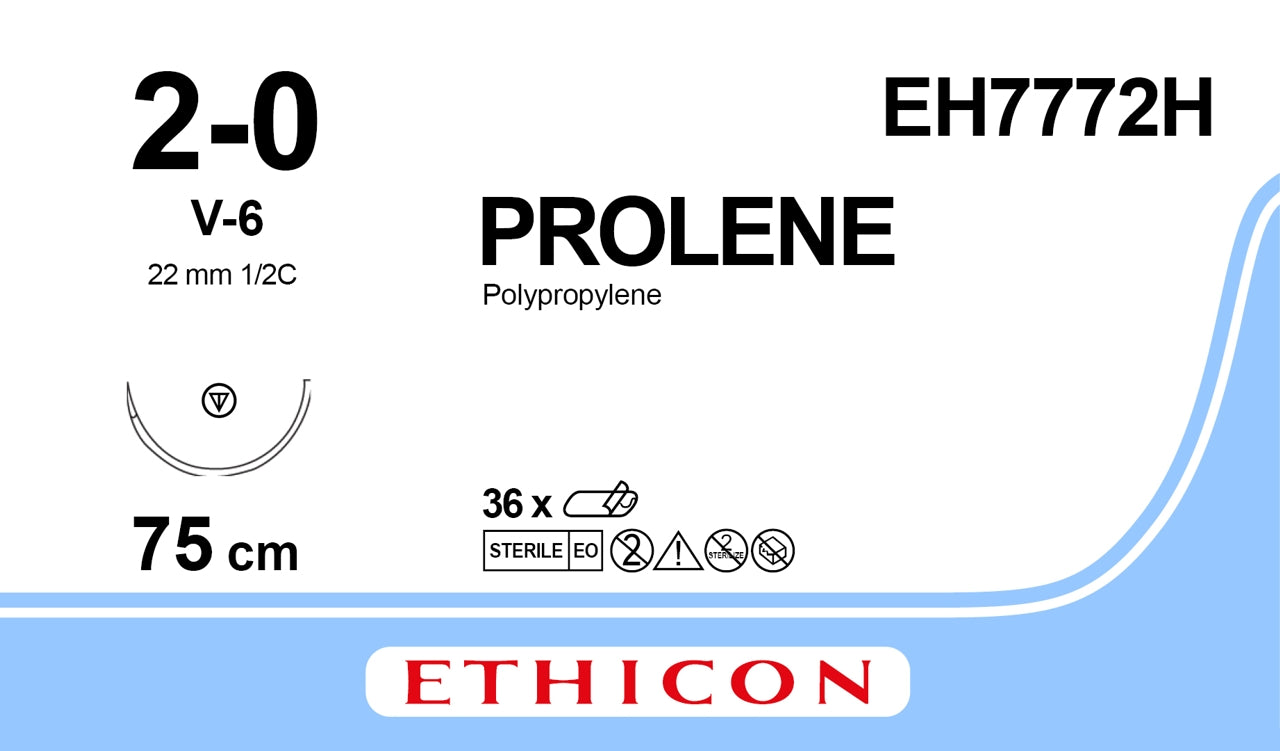 Prolene Sutur 2-0 V-6 75cm Ofärgad / 36