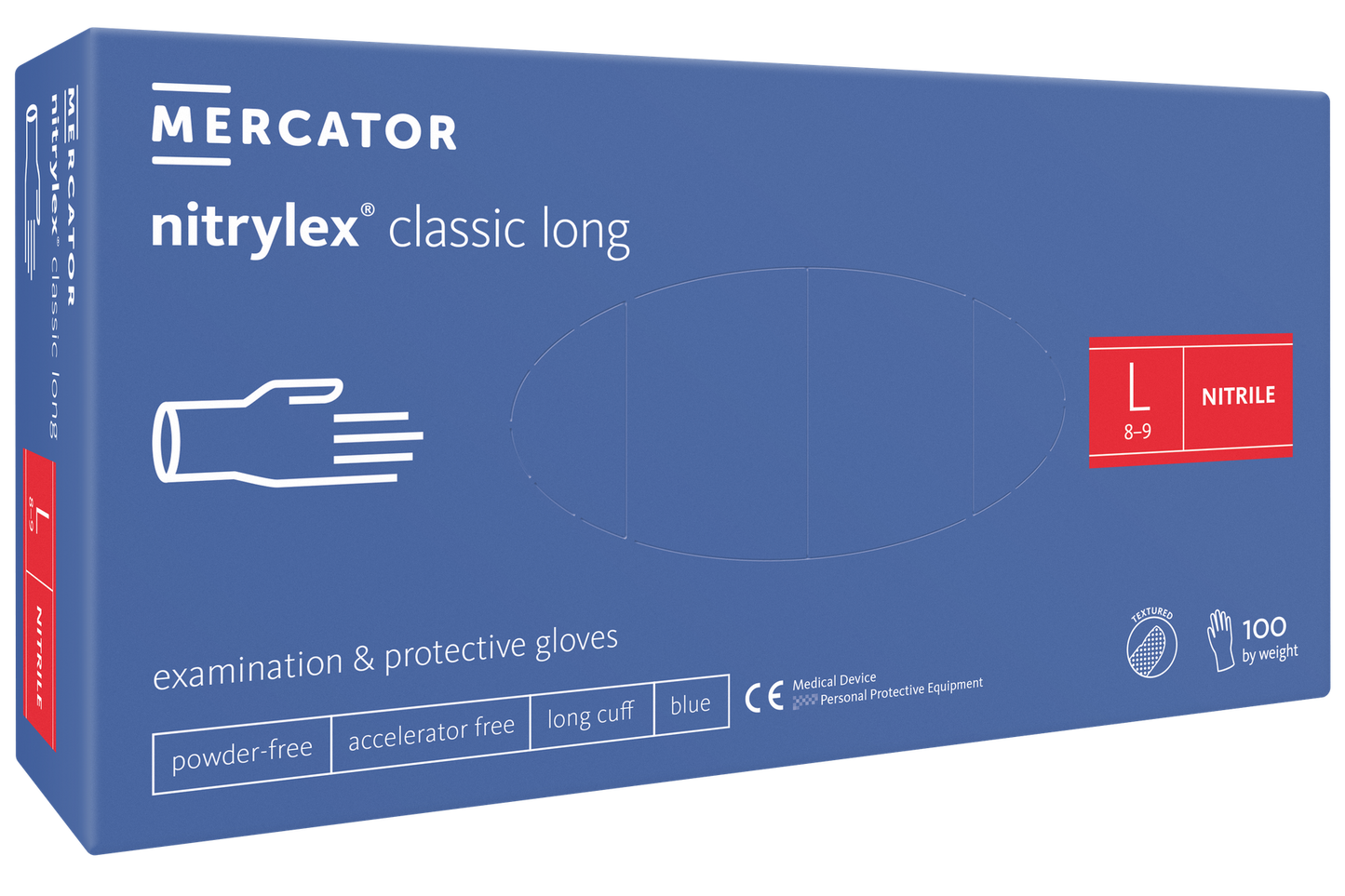 Nitrilhandske Mercator Nitrylex Classic Long Blå L / 100