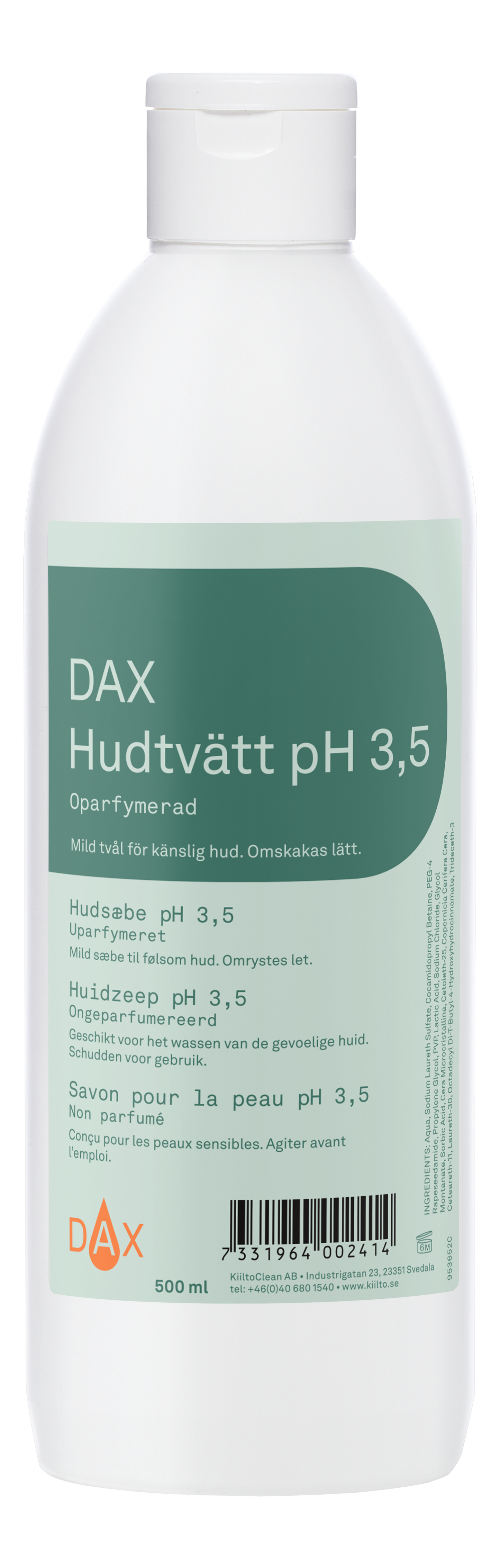 Hudtvätt Dax pH 3,5 oparfymerad 500ml