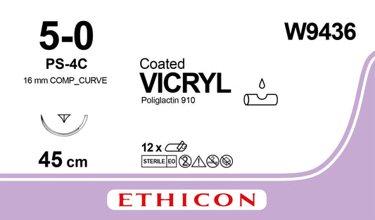 Vicryl Sutur 5-0 PC-4C 45cm Ofärgad / 12