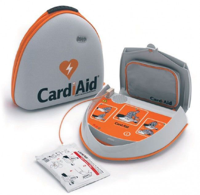 Defibrillator CardiAid med väska och väggfäste