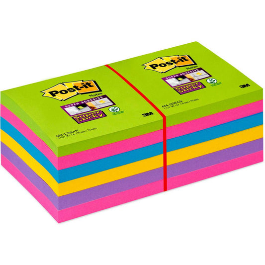 Notes Post-it Super Sticky Rainbow 76 x 76mm / 12