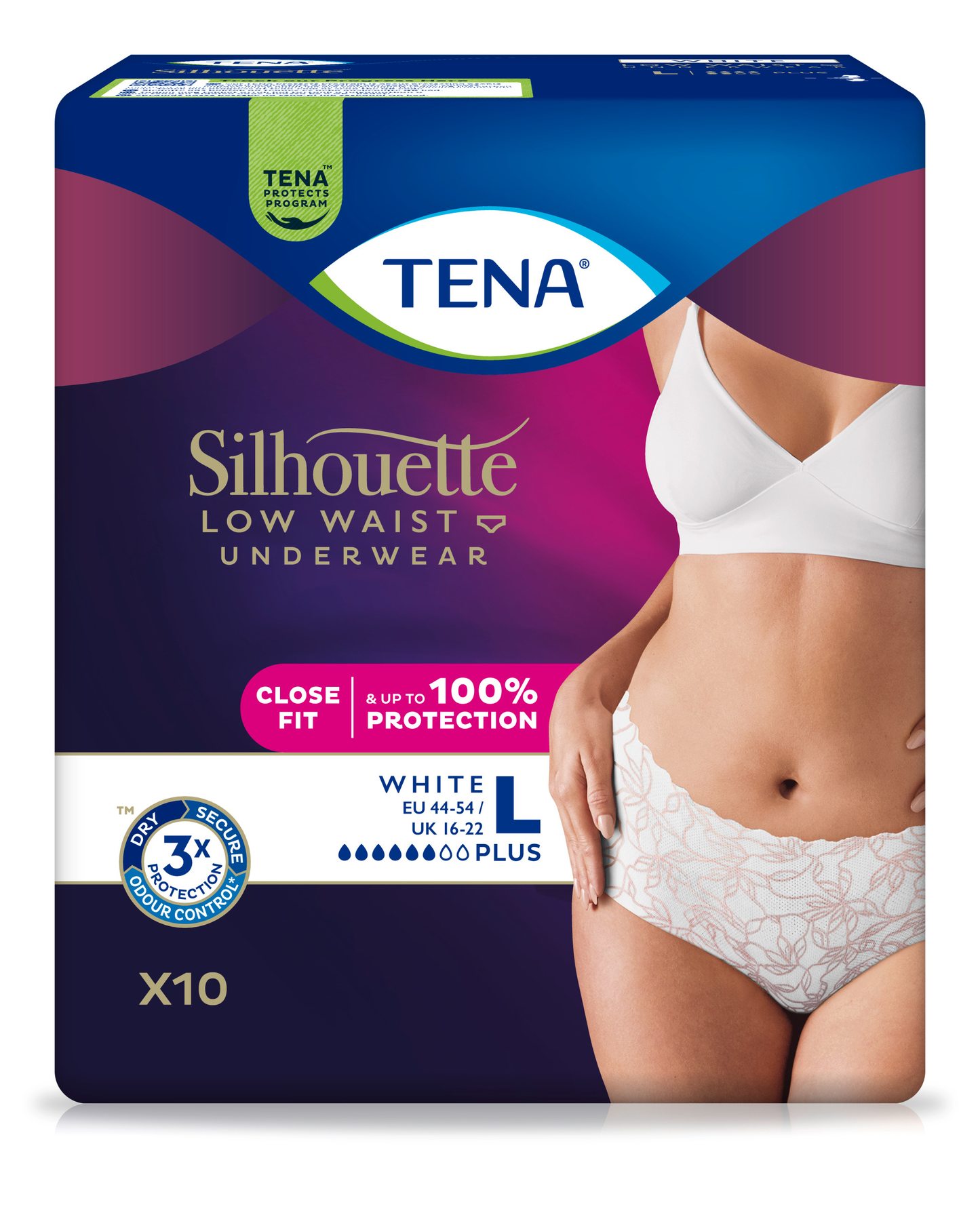 Inkontinensskydd Tena Silhouette Plus White L / 10