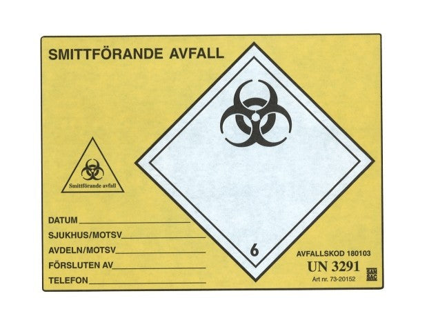 Etikett Smittförande avfall 150 x 200mm / 100