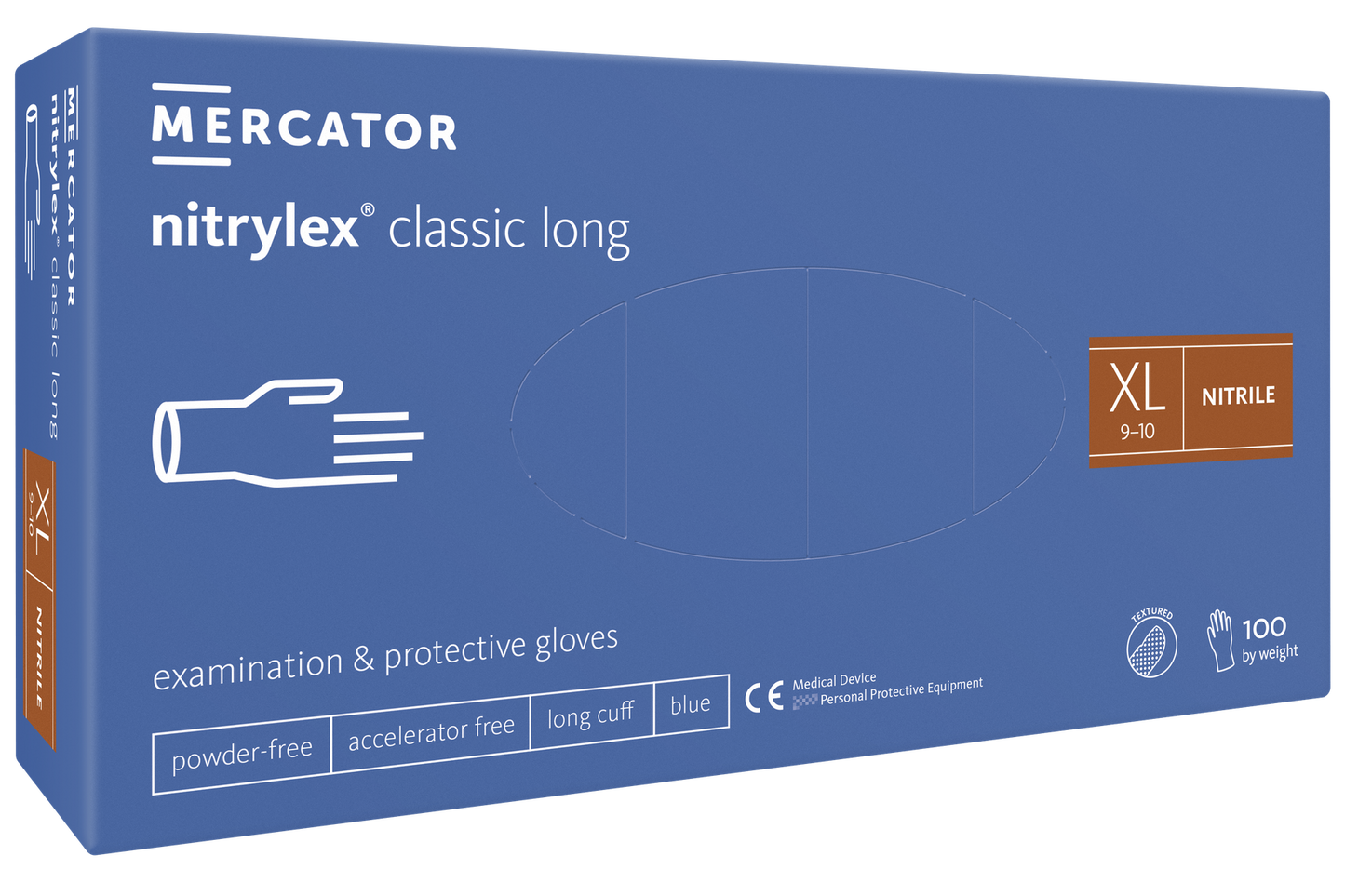 Nitrilhandske Mercator Nitrylex Classic Long Blå XL / 100