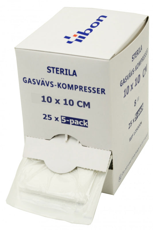 Kompress Gasväv Steril 5-pack 10 x 10cm 8-Lag / 125