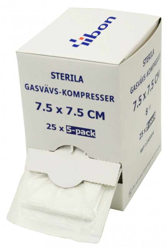 Kompress Gasväv Steril 5-pack 7,5 x 7,5cm 8-Lag / 125