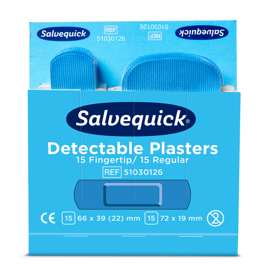 Salvequick Blue Detectable Plåster Fingertip/Regular / 6