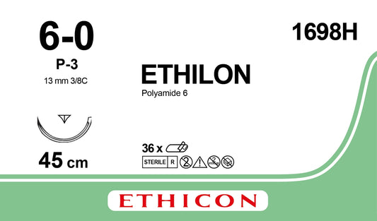 Ethilon Sutur 6-0 P-3 45cm Svart / 36