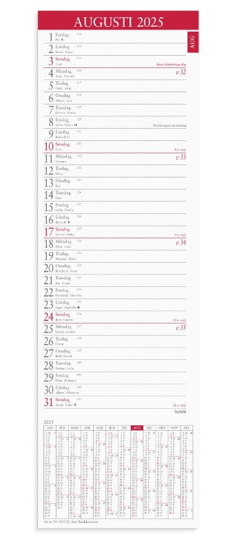 Bordskalender 1560 för instoppning i skrivbordsunderlägg 2025