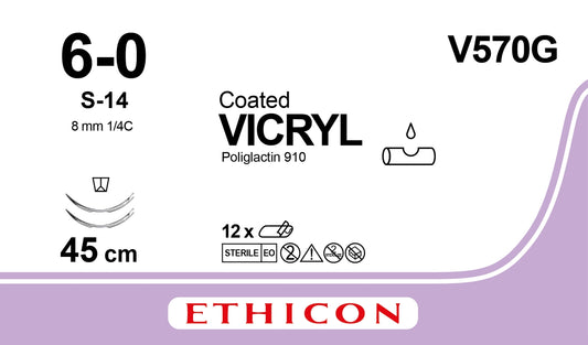 Vicryl Sutur 6-0 2 x S-14 45cm Lila / 12